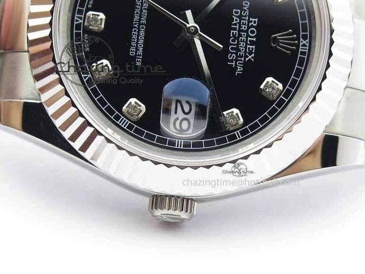 0218 DateJust II 41mm SS BP Maker Best Edition Black Dial Diam On SS Bracelet SA Lightweight 3728